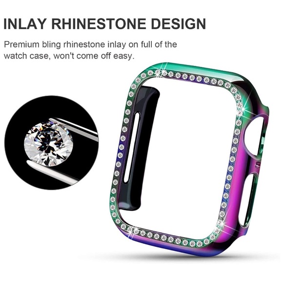 Iridescent Apple Watch Case Diamond Rhinestone - Picture 3 of 6